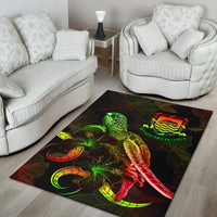 Tuvalu Polynesian Area Rugs - Turtle With Blooming Hibiscus Reggae - Polynesian Pride