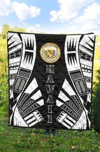 Hawaii Premium Quilt - Hawaii Seal Polynesian White Tattoo (Black) - Polynesian Pride