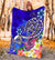 Polynesian Premium Blanket - Turtle Plumeria Blue Color - Polynesian Pride