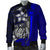 Samoa Polynesian Men's Bomber Jackets Blue - Turtle With Hook - Polynesian Pride