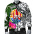 Tahiti Men's Bomber Jacket White - Turtle Plumeria Banana Leaf - Polynesian Pride