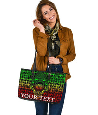 Hawaii Custom Personalised large Leather Tote Bag - Hawaii Seal Rocket Style (Reggae) - Polynesian Pride