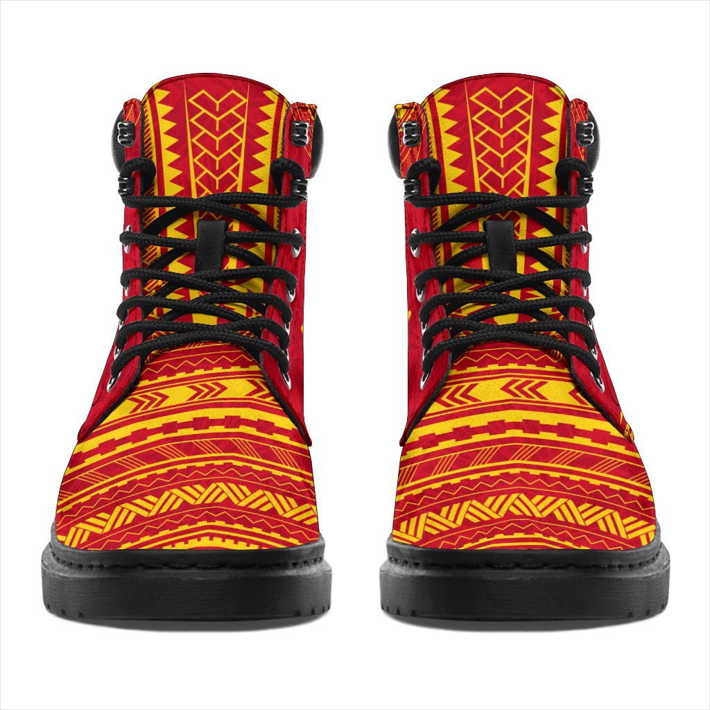 Papua New Guinea Leather Boots - Polynesian Flag Chief Version - Polynesian Pride