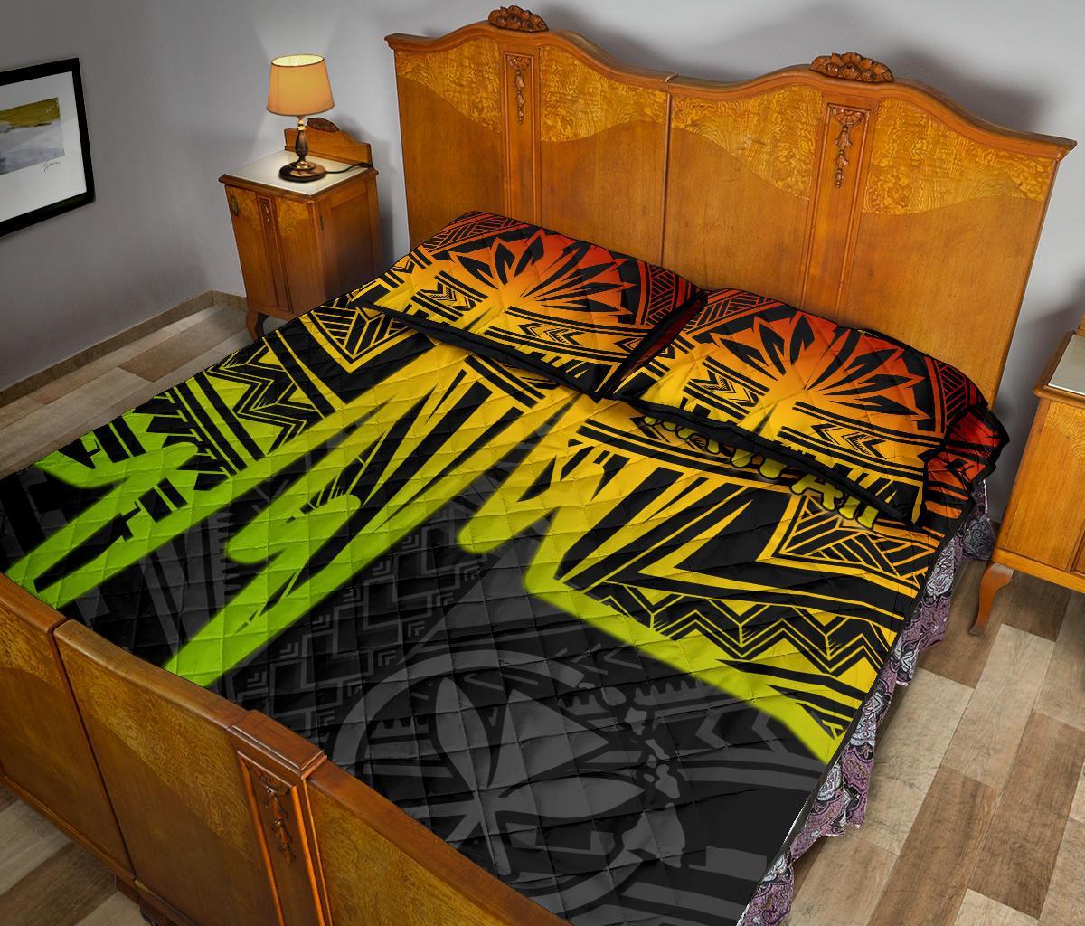 Hawaii Quilt Bed Sets - Kanaka Maoli With Polynesian Pattern In Heartbeat Style (Reggae) - Polynesian Pride