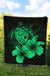 Hawaii Hibiscus Premium Quilt - Turtle Map - Pastel Green - Polynesian Pride