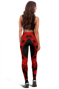 Marshall Islands Islands Women Leggings Polynesian Pattern Red - Polynesian Pride