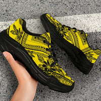 Polynesian Plumeria Mix Yellow Black Chunky Sneakers - Polynesian Pride