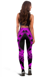 Tokelau Women Leggings Polynesian Pattern Pink - Polynesian Pride