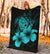 Hawaii Hibiscus Premium Blanket - Turtle Map - Turquoise - Polynesian Pride