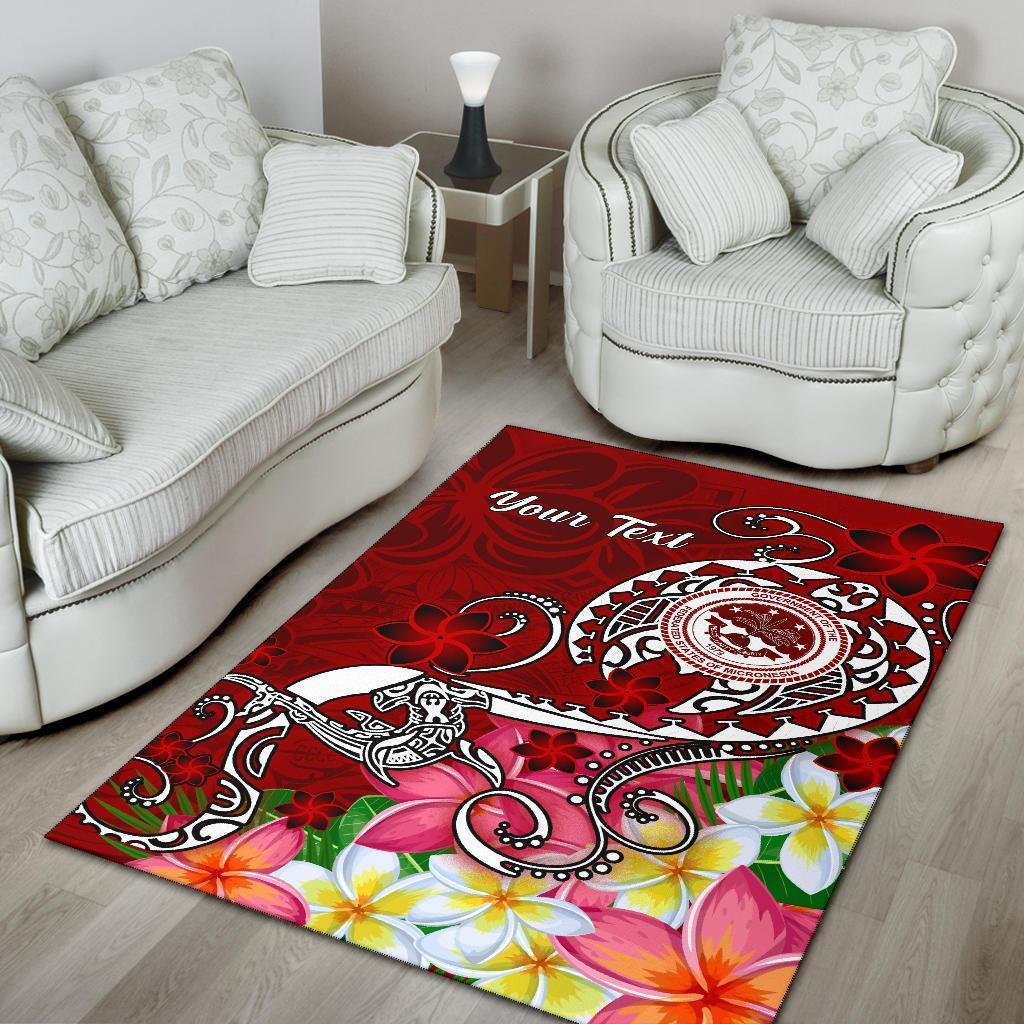 FSM Custom Personalised Area Rug - Turtle Plumeria (RED) - Polynesian Pride