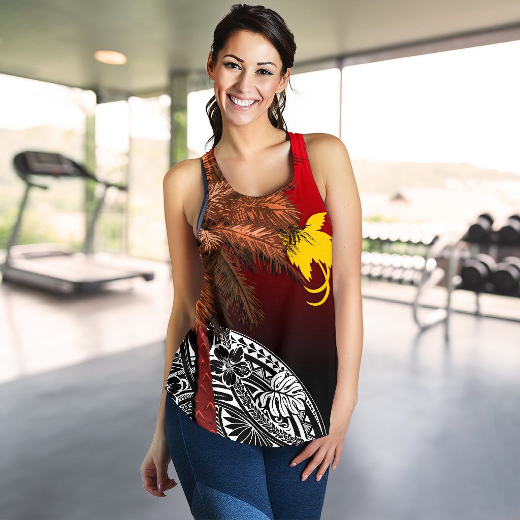 Papua New Guinea Women's Racerback Tank - Polynesian Palm Tree - Polynesian Pride