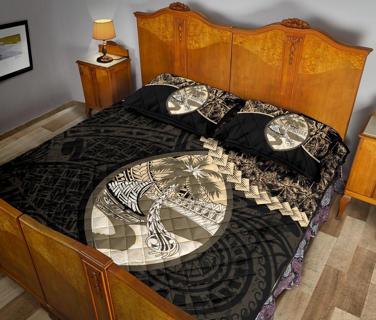 Guam Polynesian Quilt Bed Set Golden Coconut - Polynesian Pride