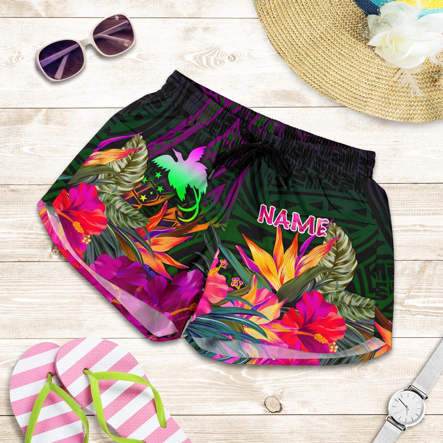 Papua New Guinea Personalised Women's Shorts - Summer Hibiscus Women Reggae - Polynesian Pride