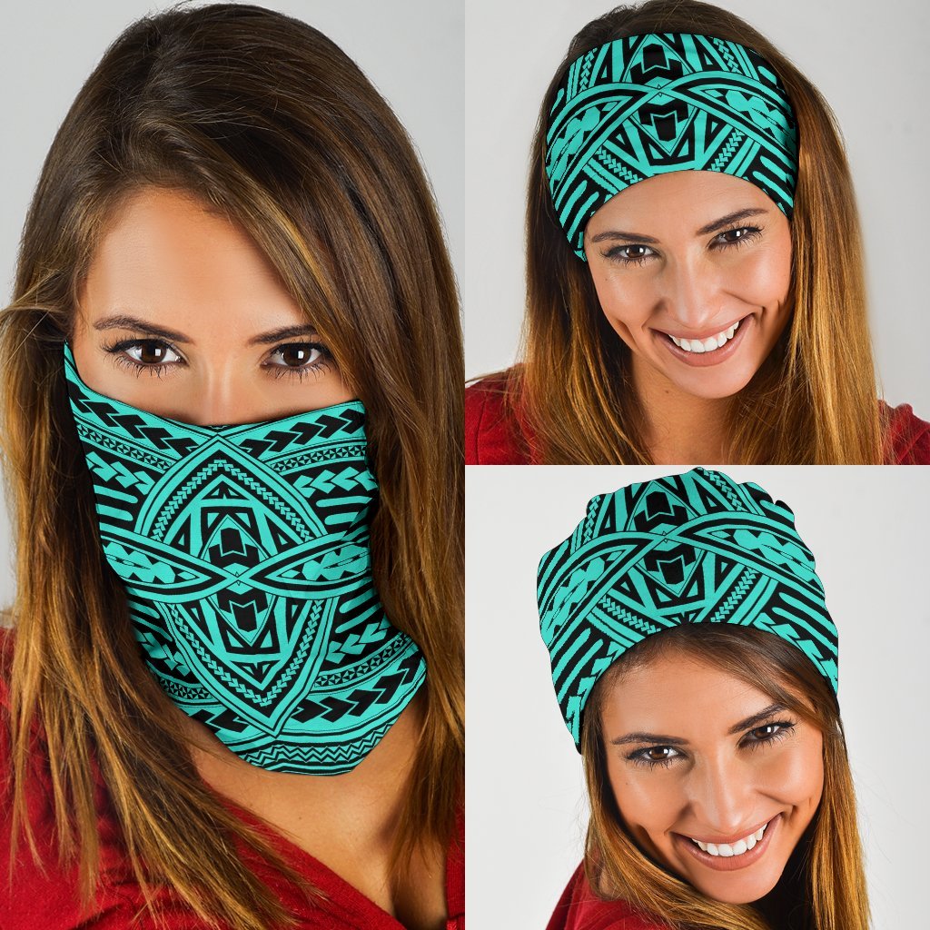 Polynesian Seamless Turquoise Bandana 3 - Pack Turquoise One Size - Polynesian Pride