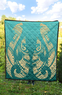 New Zealand Maori Hei Matau Tattoo Premium Quilt - Polynesian Pride