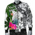 New Caledonia Men's Bomber Jacket White - Turtle Plumeria Banana Leaf Crest - Polynesian Pride