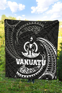 Vanuatu Polynesian Premium Quilt - White Tribal Wave - Polynesian Pride