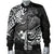 Tahiti Men's Bomber Jacket - White Shark Polynesian Tattoo - Polynesian Pride