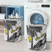 Hawaii Custom Personalised Laundry Baskets - Turtle Palm Tree White - Polynesian Pride