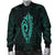 Hawaii Kakau Makau Fish Hook Kanaka Map Men's Bomber Jacket Polynesian - Turquoise - Polynesian Pride