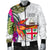 Fiji Polynesian Men's Bomber Jacket - Hibiscus White Pattern - Polynesian Pride