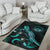 Hawaii Polynesian Area Rugs - Turtle With Blooming Hibiscus Turquoise - Polynesian Pride