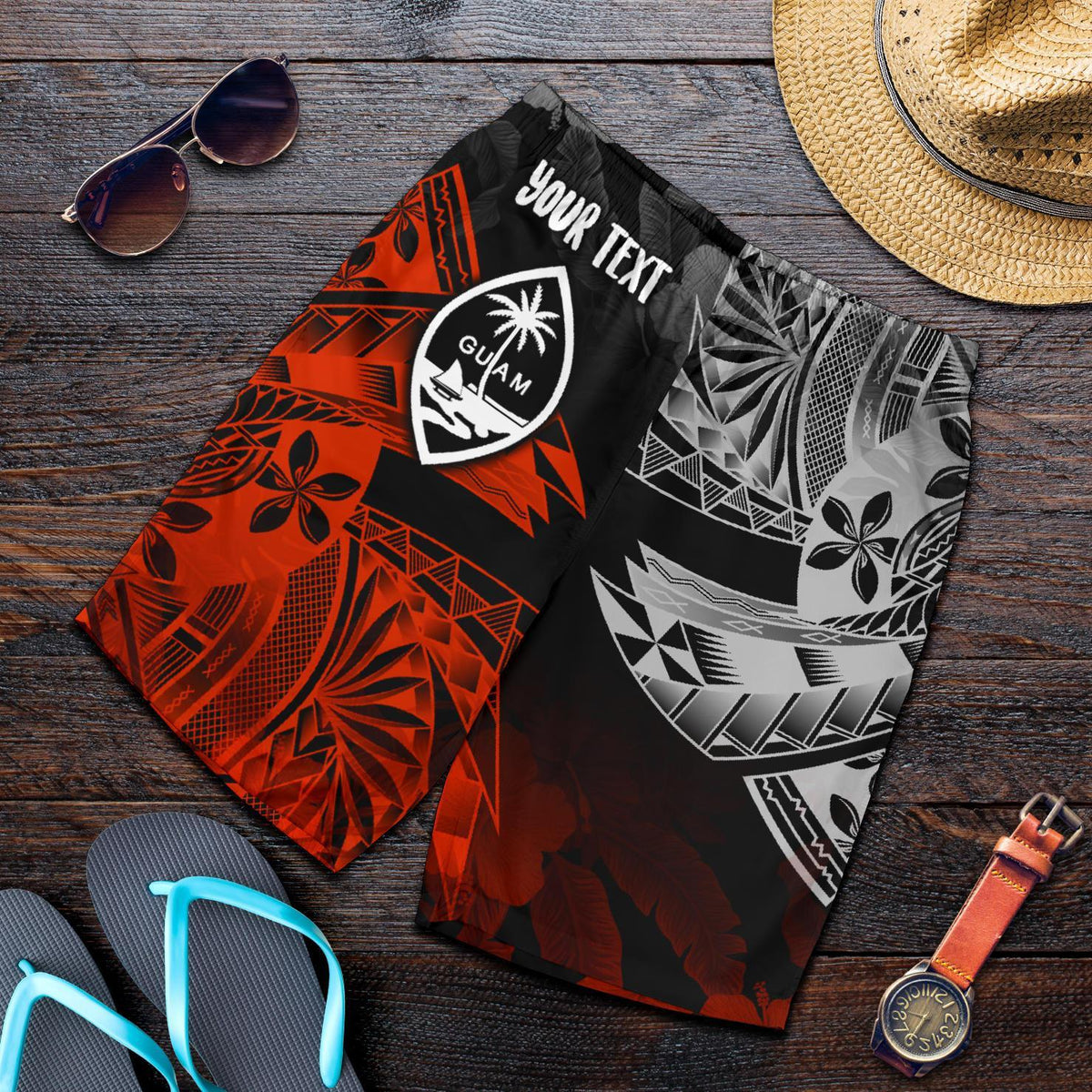 Guam Polynesian Personalised Men's Short - Vintage Polynesian Red - Polynesian Pride