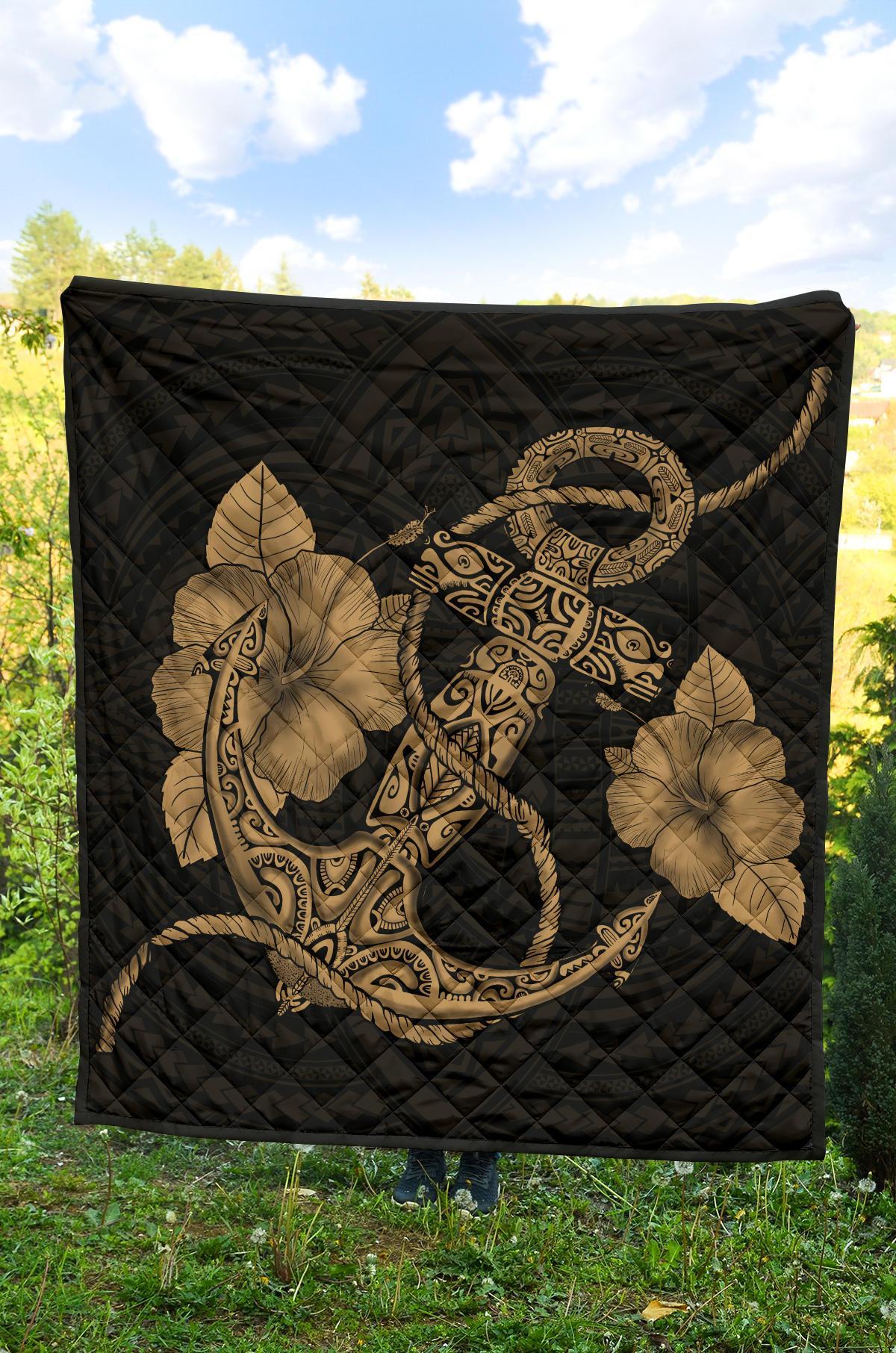 Anchor Gold Poly Tribal Premium Quilt - Polynesian Pride