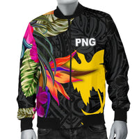 Papua New Guinea Men's Bomber Jacket - Hibiscus Polynesian Pattern - Polynesian Pride