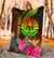 Tahiti Polynesian Personalised Premium Blanket - Hibiscus and Banana Leaves - Polynesian Pride