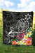 American Samoa Polynesian Premium Quilt - Turtle Plumeria (Black) - Polynesian Pride