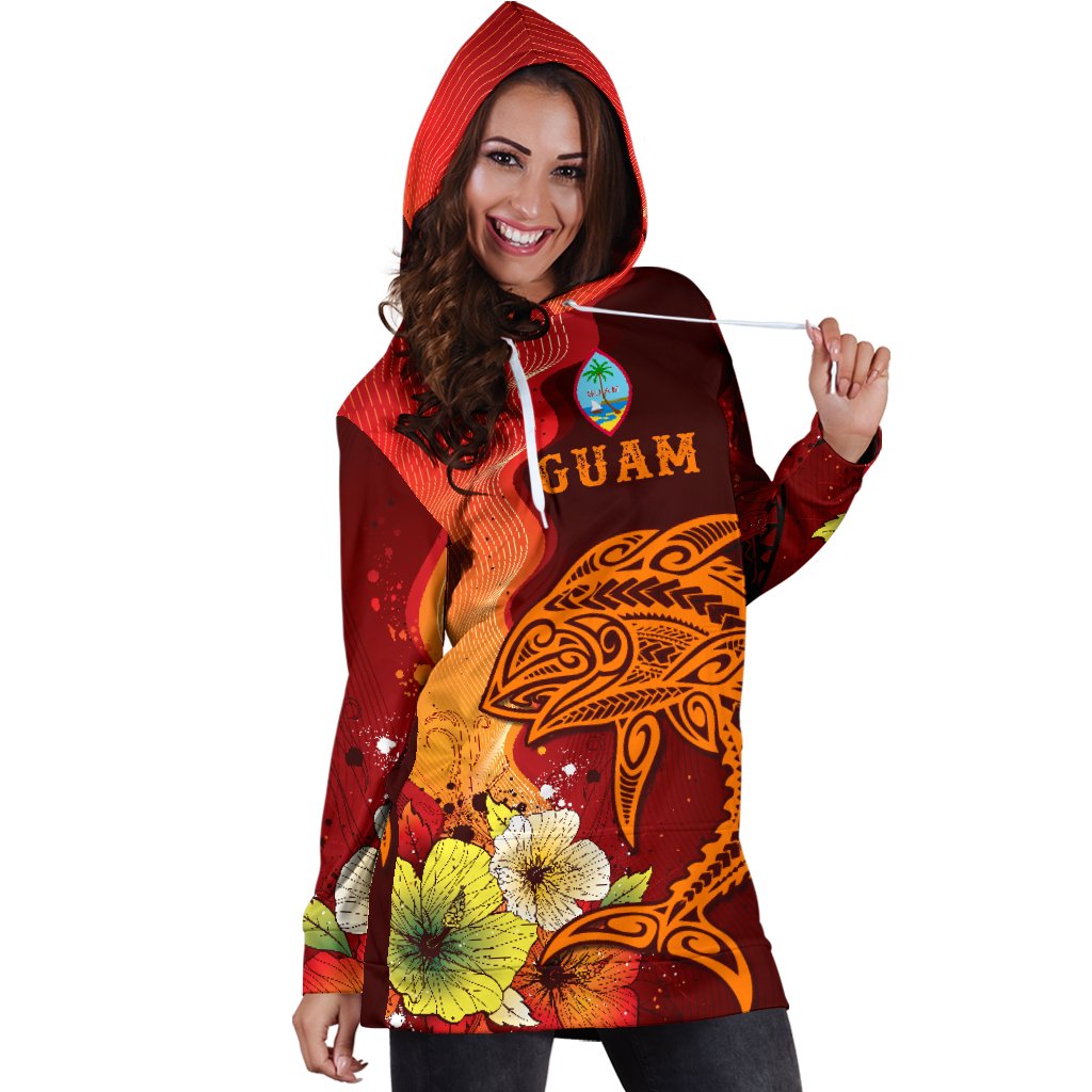 Guam Women's Hoodie Dress - Tribal Tuna Fish - Polynesian Pride