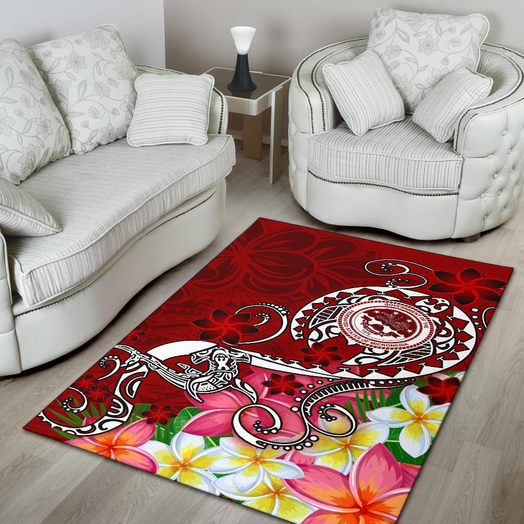 FSM Area Rug - Turtle Plumeria (RED) - Polynesian Pride