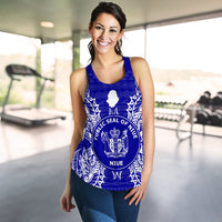 Niue Polynesian Women Tank Top Map Blue - Polynesian Pride