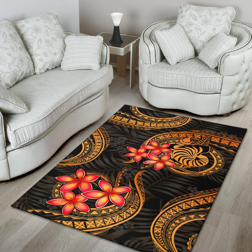 New Caledonia Polynesian Area Rug - Gold Plumeria - Polynesian Pride