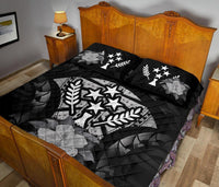 Kosrae Polynesian Quilt Bed Set Hibiscus Gray - Polynesian Pride