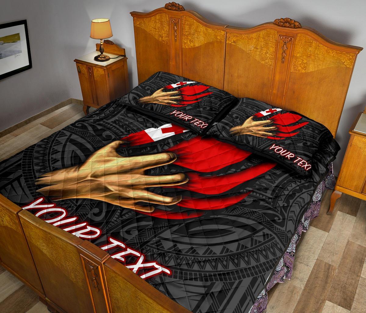Tonga Personalised Quilt Bed Set - Tonga In Me (Black) - Polynesian Pride