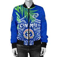 Northern Mariana Islands Rugby Women Bomber Jacket Coconut Leaves - CNMI - Polynesian Pride
