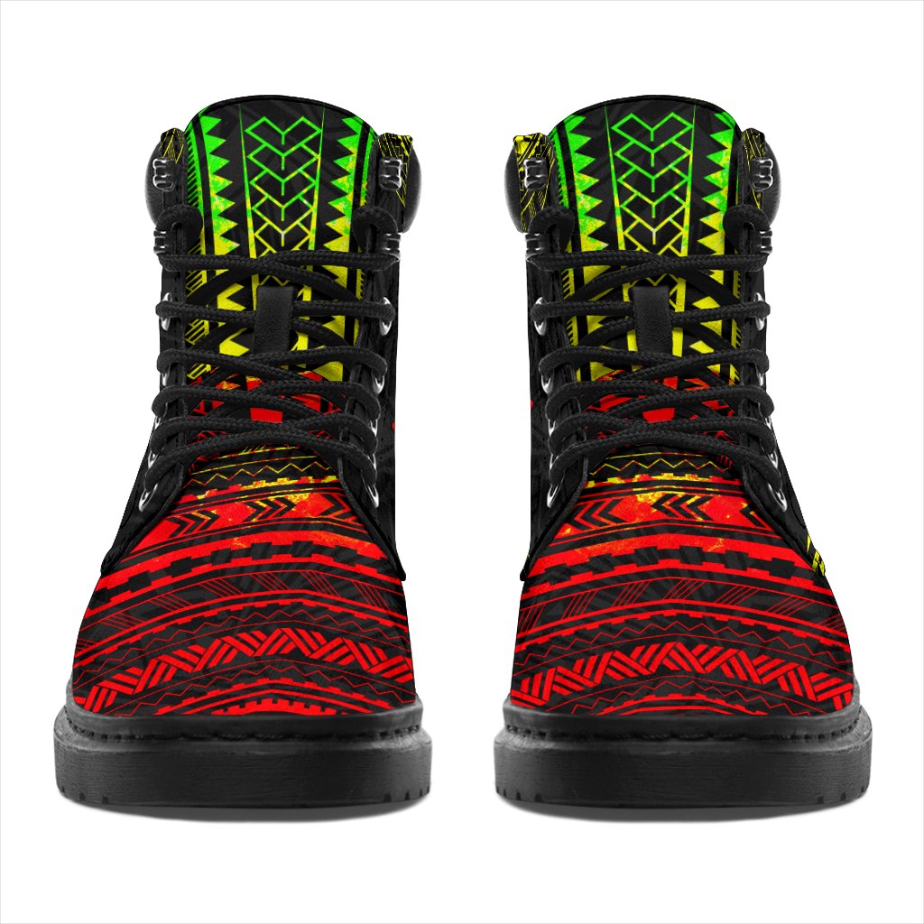 New Caledonia Leather Boots - Polynesian Reggae Chief Version - Polynesian Pride
