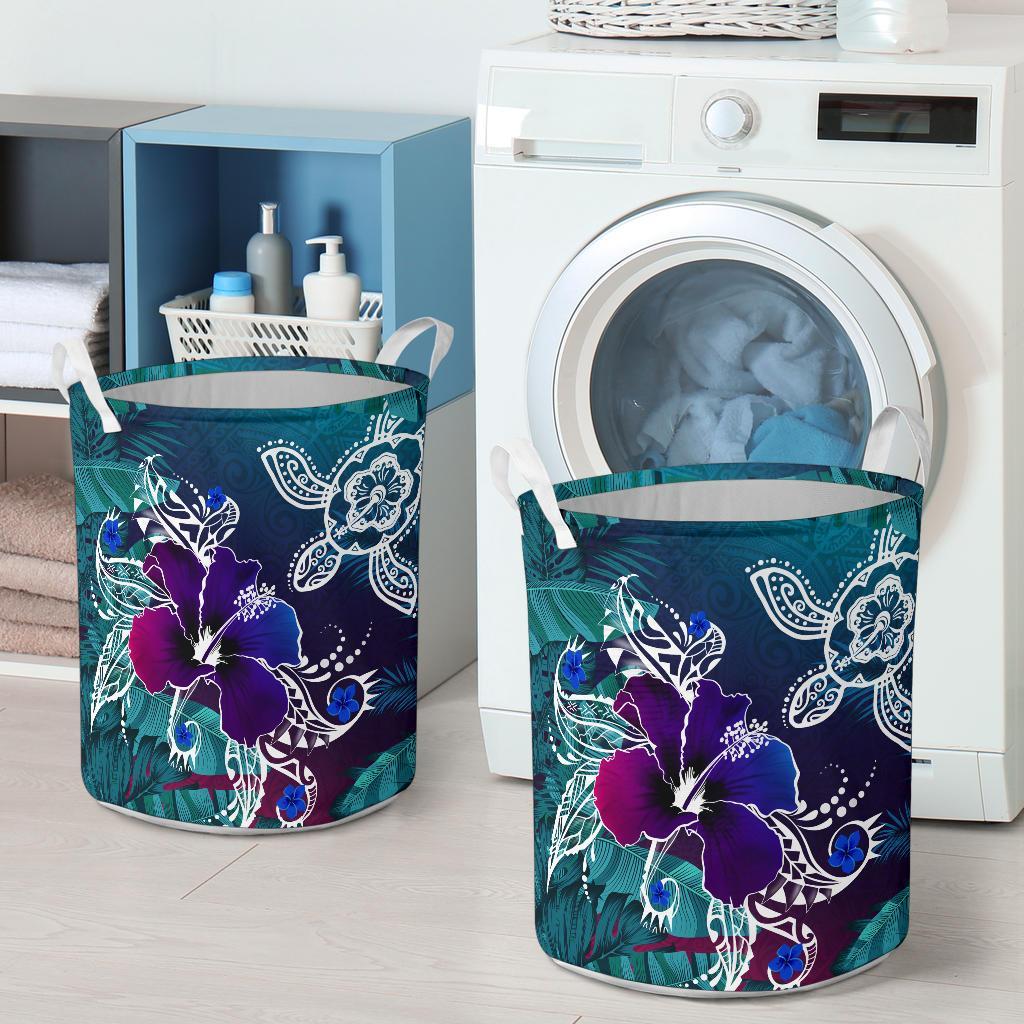 hawaiiLaundry Basket - Hawaii Turtle Flowers And Palms Retro - Polynesian Pride