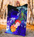 Federated States of Micronesia Premium Blanket - Humpback Whale with Tropical Flowers (Blue) - Polynesian Pride