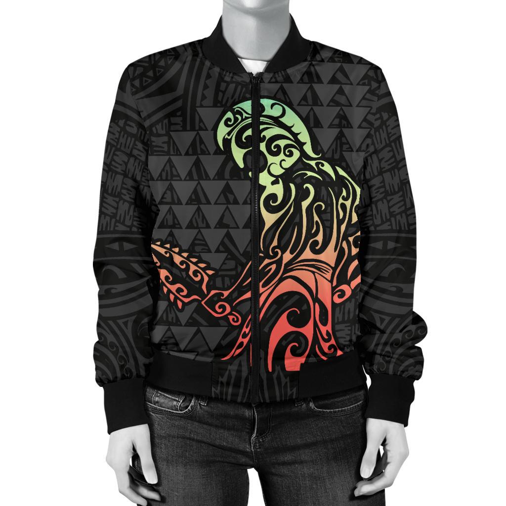 Hawaii Warrior And Hook Women's Bomber Jacket - Polynesian Pride