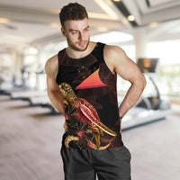 Tokelau Men Tank Top - Turtle With Blooming Hibiscus Gold - Polynesian Pride
