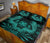 Hawaii Owl Hibiscus Plumeria Quilt Bed Set - Turquoise - Polynesian Pride