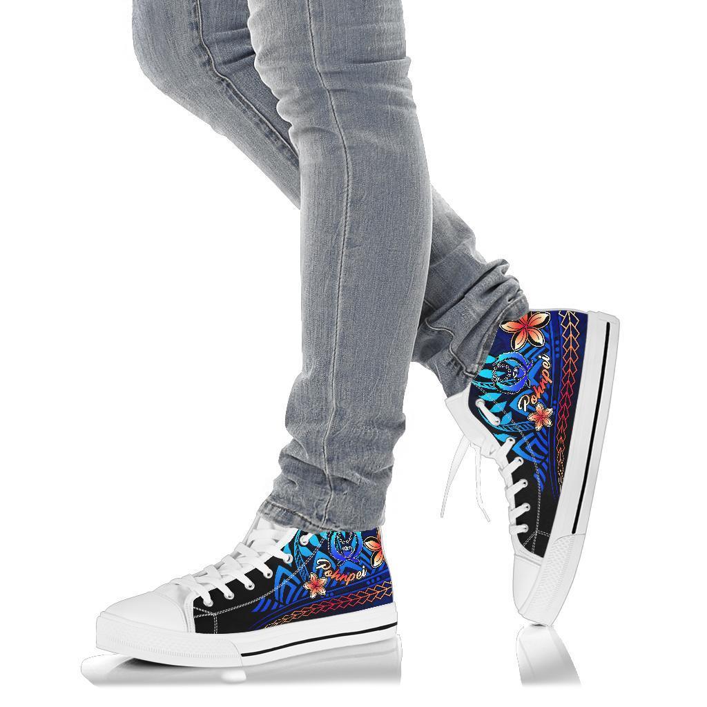 Pohnpei High Top Shoes Blue - Vintage Tribal Mountain - Polynesian Pride