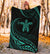 Hawaii Turtle Hibicus Premium Blanket - Frida Style - Turquoise - Polynesian Pride