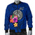 American Samoa Polynesian Men's Bomber Jacket - Floral With Seal Blue - Polynesian Pride