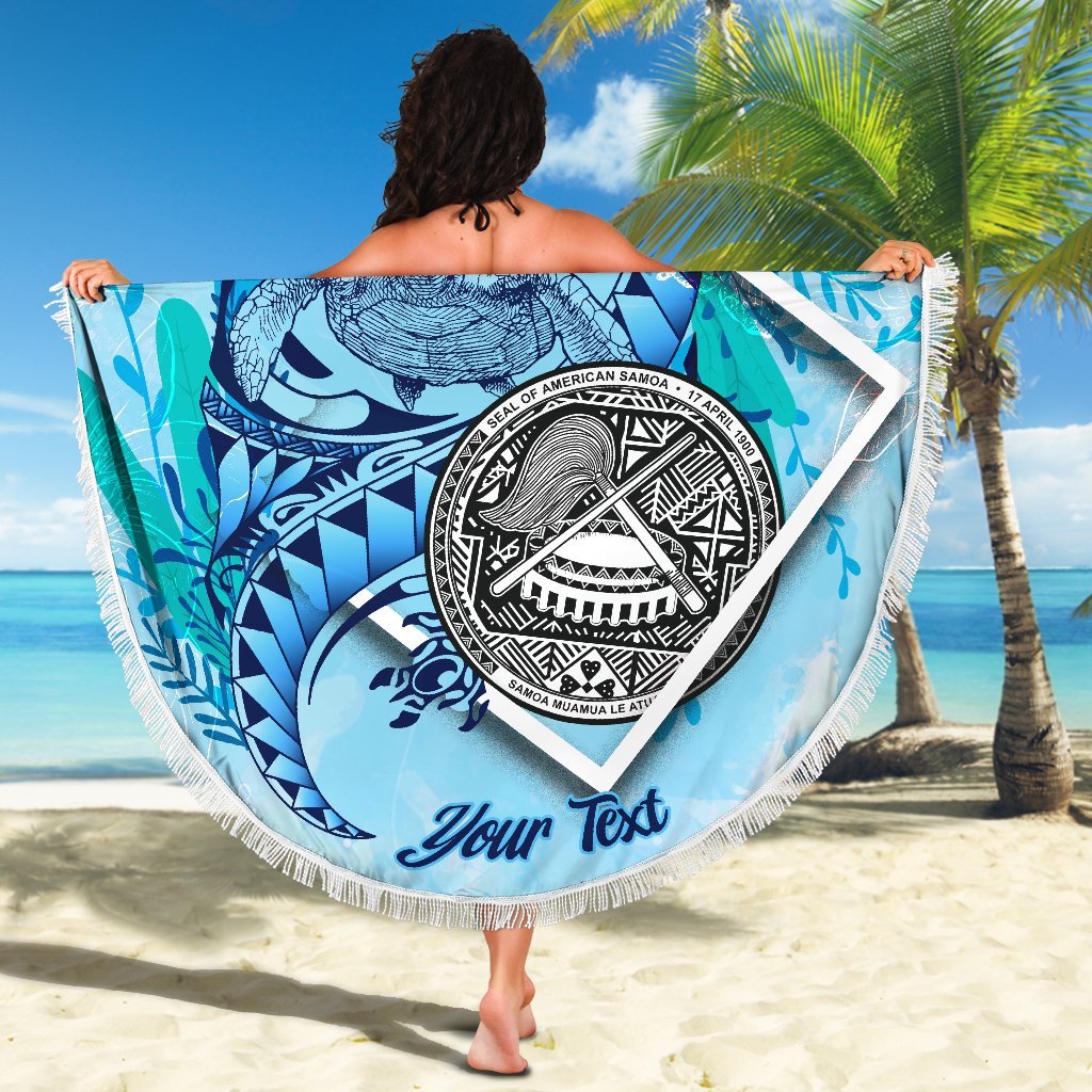 American Samoa Beach Blanket - Custom Personalised Turtle Under The Sea Style - Polynesian Pride