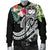 Polynesian Samoa Men's Bomber Jacket - Summer Plumeria (Black) - Polynesian Pride