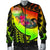 American Samoa Men's Bomber Jacket - Polynesian Hook And Hibiscus (Raggae) - Polynesian Pride